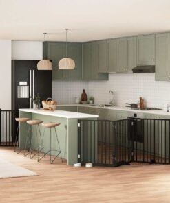 Barrière pour chien porte pliable 12panneaux noir bois peuplier