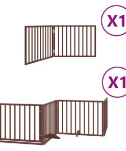 Alternative view of Barrière pour chien avec porte pliable 6 panneaux bois peuplier