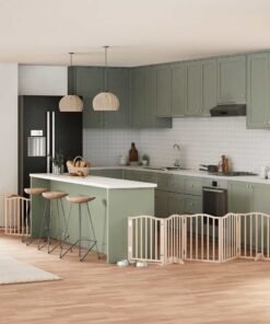 Barrière pour chiens avec porte pliable 9panneaux bois peuplier