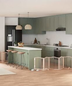 Barrière pour chien porte pliable 12 panneaux bois de peuplier