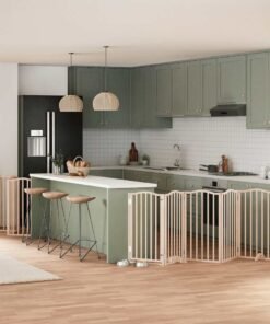 Barrière pour chien porte pliable 12 panneaux bois de peuplier