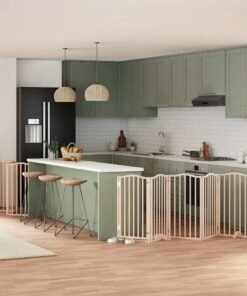 Barrière pour chien porte pliable 15 panneaux bois de peuplier