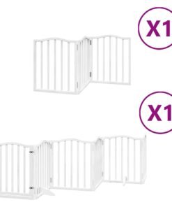 Alternative view of Barrière pour chien porte pliable 9panneaux blanc bois peuplier