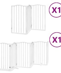 Alternative view of Barrière pour chien porte pliable 9panneaux blanc bois peuplier