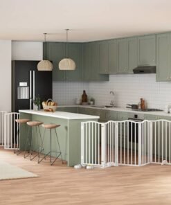 Barrière pour chien porte pliable 12 panneaux bois de peuplier