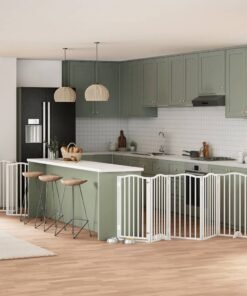 Barrière pour chien porte pliable 15 panneaux bois de peuplier