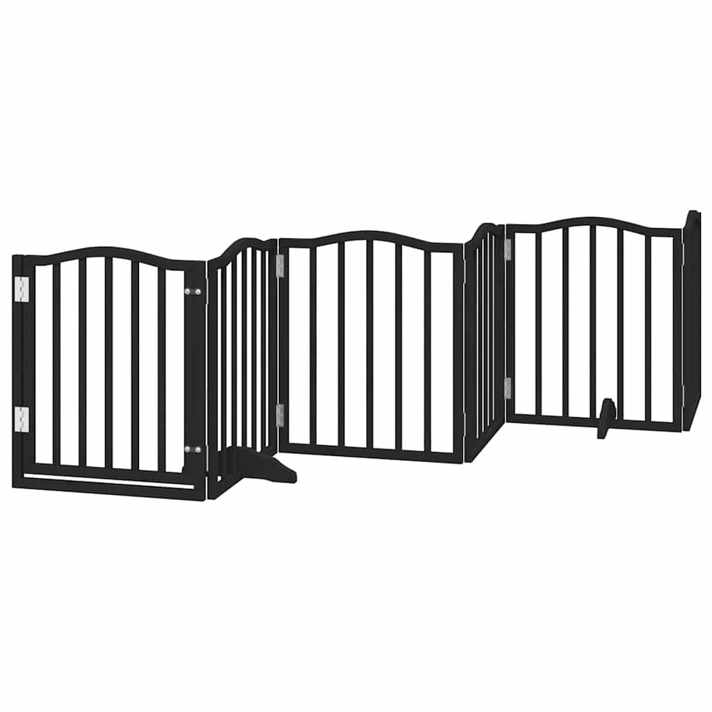 Barrière pour chien porte pliable 9 panneaux noir bois peuplier – Image 4