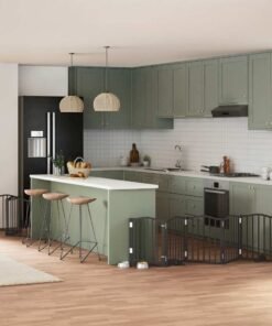 Barrière pour chien porte pliable 9 panneaux noir bois peuplier