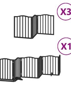 Alternative view of Barrière pour chien porte pliable 15panneaux noir bois peuplier
