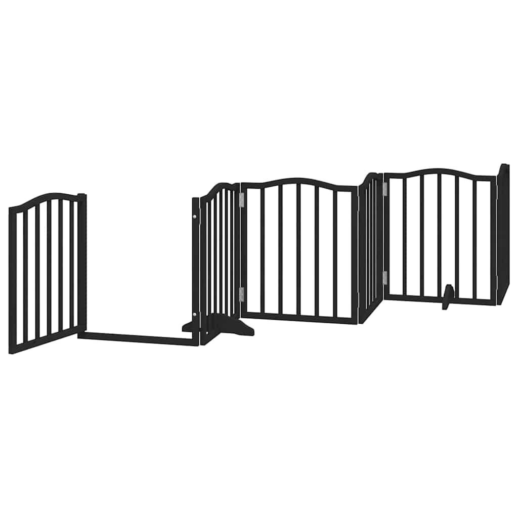 Barrière pour chien porte pliable 15panneaux noir bois peuplier – Image 5