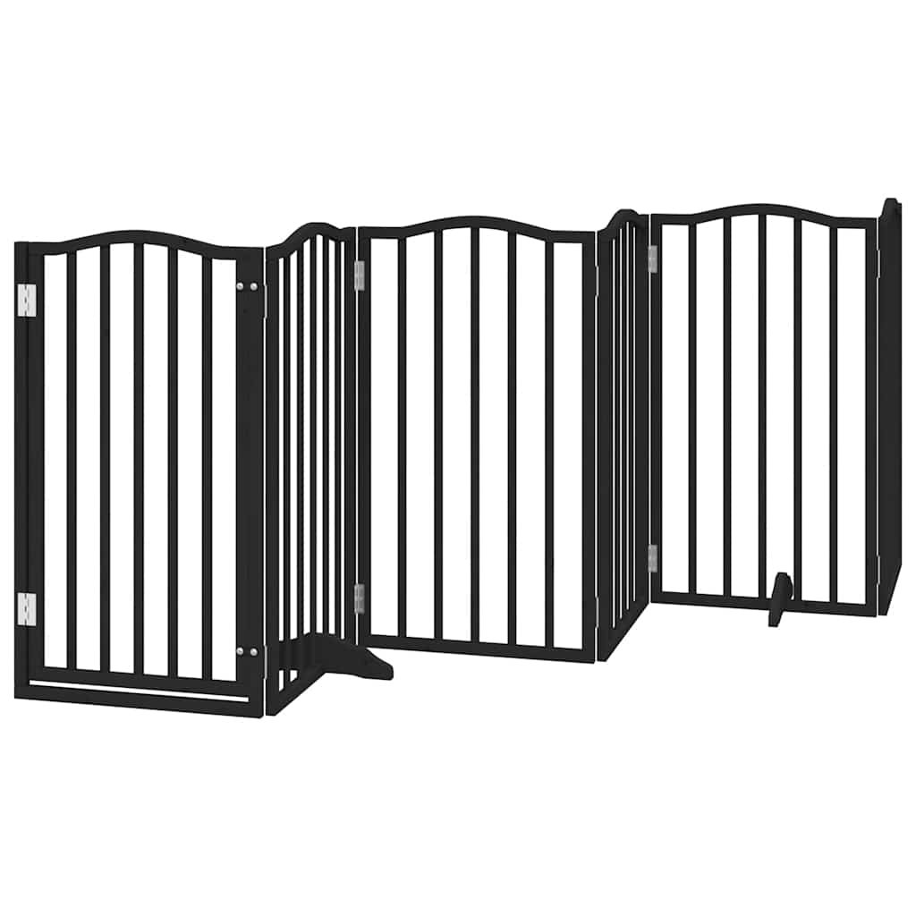 Barrière pour chien porte pliable 9 panneaux noir bois peuplier – Image 4