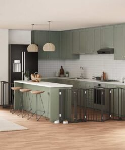 Barrière pour chien porte pliable 9 panneaux noir bois peuplier