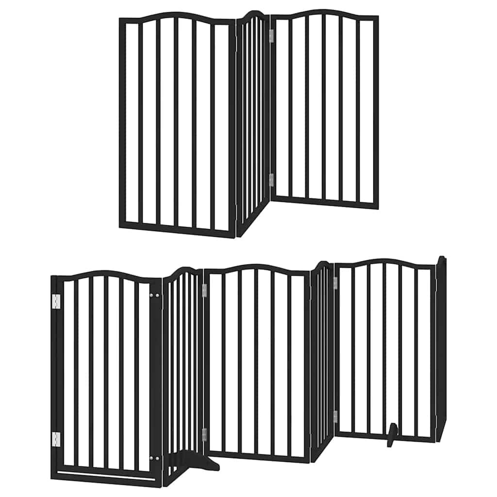 Barrière pour chien porte pliable 12panneaux noir bois peuplier – Image 3