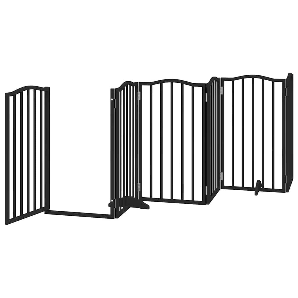 Barrière pour chien porte pliable 15panneaux noir bois peuplier – Image 5