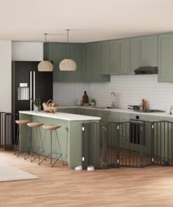 Barrière pour chien porte pliable 15panneaux noir bois peuplier