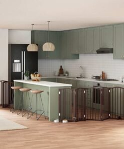 Barrière pour chien porte pliable 9 panneaux bois de peuplier