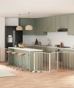 Barrière pour chien avec porte pliable 6 panneaux bois peuplier