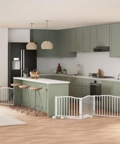 Barrière pour chien porte pliable 8panneaux blanc bois peuplier