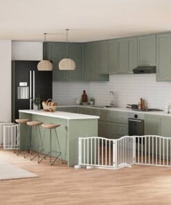 Barrière pour chien porte pliable 12 panneaux bois de peuplier