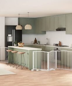 Barrière pour chien porte pliable 8panneaux blanc bois peuplier