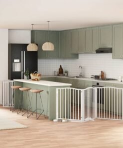 Barrière pour chien porte pliable 10 panneaux bois de peuplier