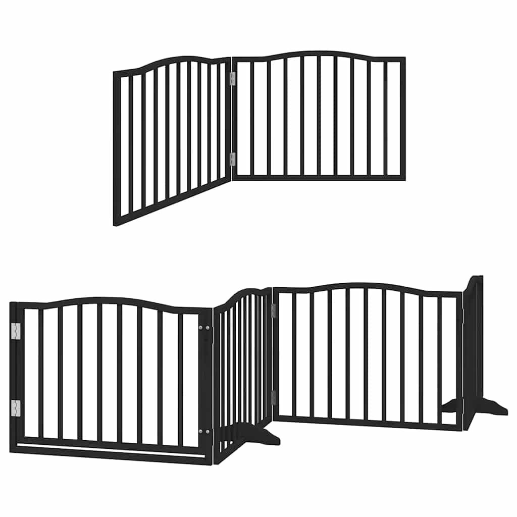 Barrière pour chien porte pliable 6 panneaux noir bois peuplier – Image 3