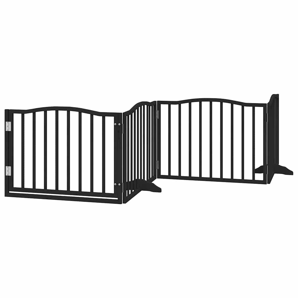 Barrière pour chien porte pliable 6 panneaux noir bois peuplier – Image 4