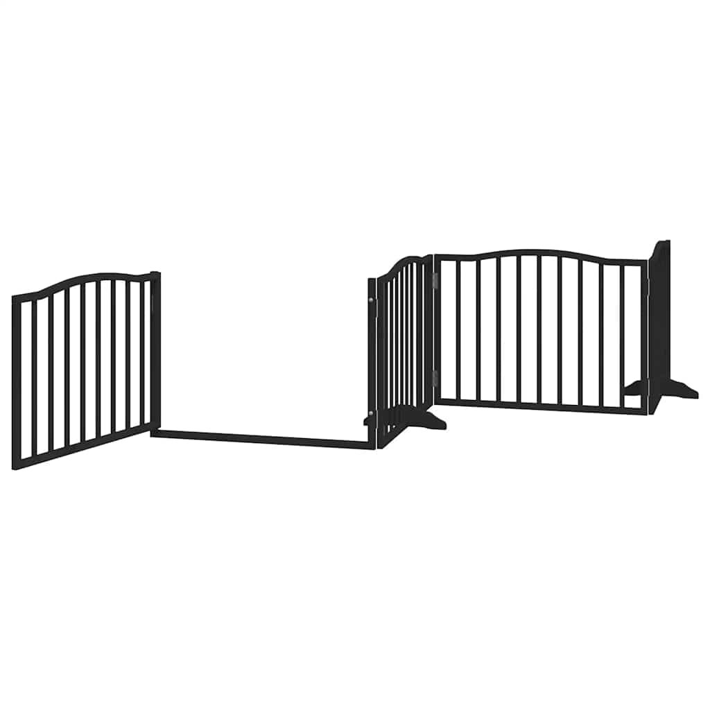 Barrière pour chien porte pliable 6 panneaux noir bois peuplier – Image 5
