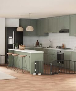 Barrière pour chien porte pliable 8 panneaux noir bois peuplier