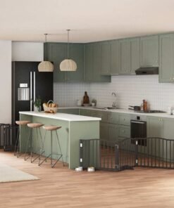 Barrière pour chien porte pliable 10panneaux noir bois peuplier