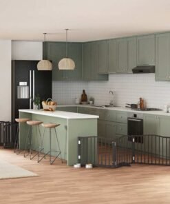 Barrière pour chien porte pliable 12panneaux noir bois peuplier