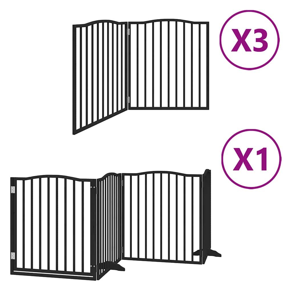 Barrière pour chien porte pliable 10panneaux noir bois peuplier – Image 2