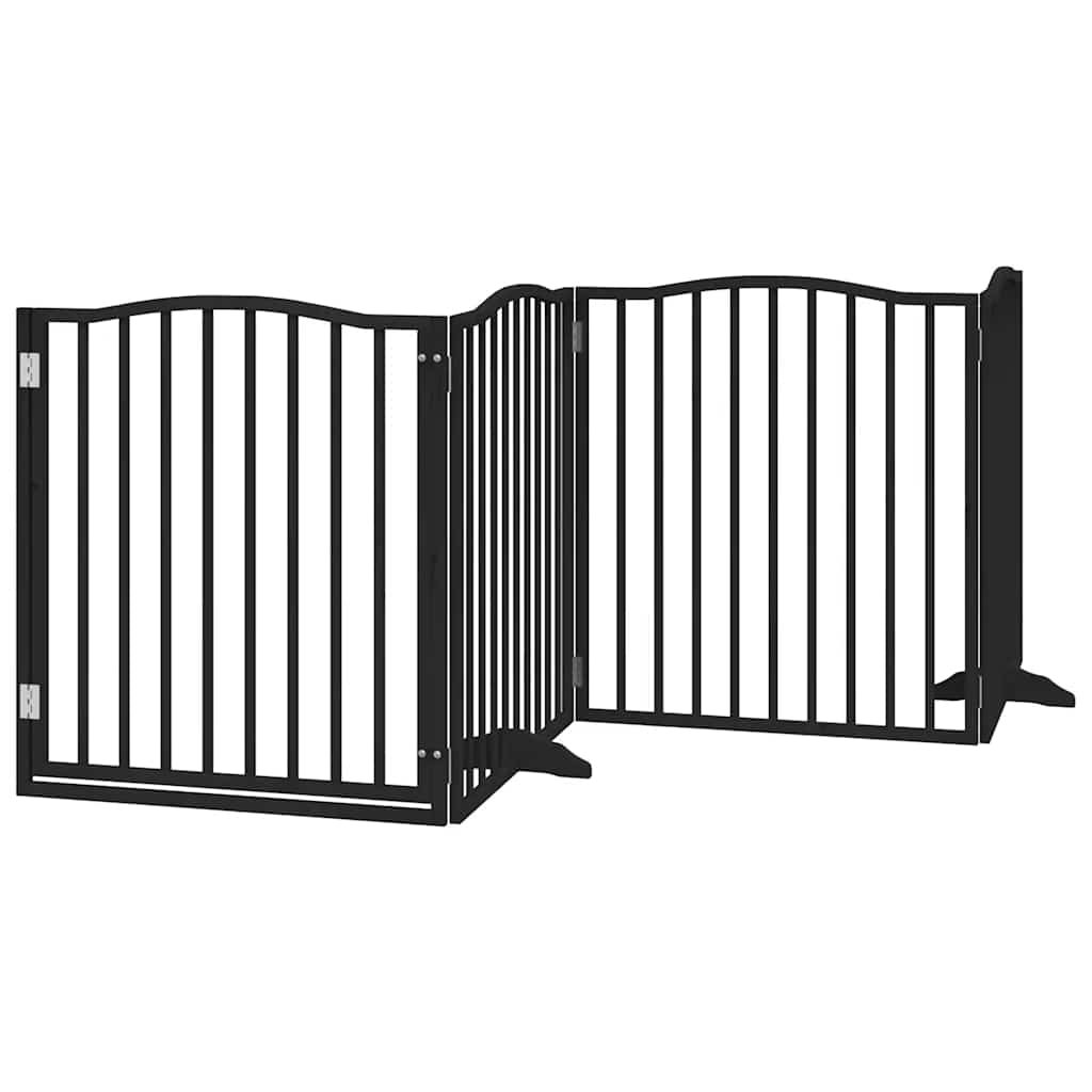 Barrière pour chien porte pliable 10panneaux noir bois peuplier – Image 4