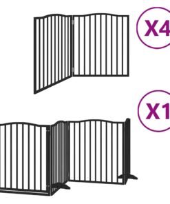 Alternative view of Barrière pour chien porte pliable 12panneaux noir bois peuplier