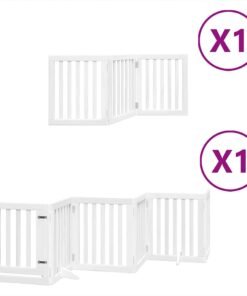 Alternative view of Barrière pour chien porte pliable 9panneaux blanc bois peuplier