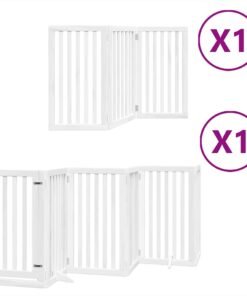 Alternative view of Barrière pour chien porte pliable 9panneaux blanc bois peuplier