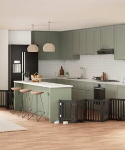 Barrière pour chien porte pliable 12panneaux noir bois peuplier