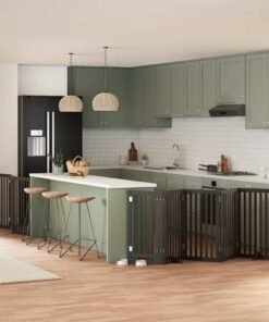 Barrière pour chien porte pliable 9 panneaux noir bois peuplier