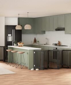 Barrière pour chien porte pliable 15panneaux noir bois peuplier