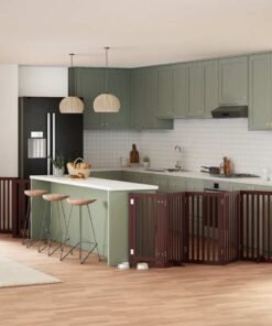 Barrière pour chien porte pliable 12 panneaux bois de peuplier