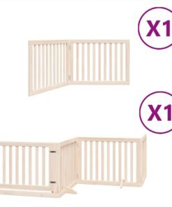 Alternative view of Barrière pour chien avec porte pliable 6 panneaux bois peuplier