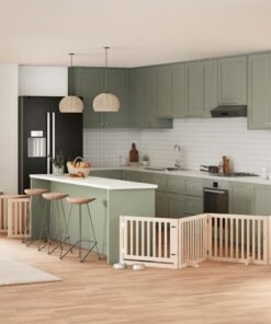 Barrière pour chien porte pliable 12 panneaux bois de peuplier