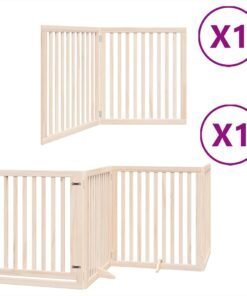 Alternative view of Barrière pour chien avec porte pliable 6 panneaux bois peuplier