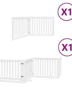 Alternative view of Barrière pour chien porte pliable 6panneaux blanc bois peuplier
