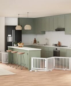 Barrière pour chien porte pliable 10 panneaux bois de peuplier