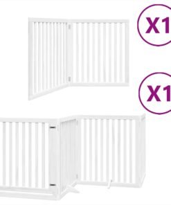 Alternative view of Barrière pour chien porte pliable 6panneaux blanc bois peuplier