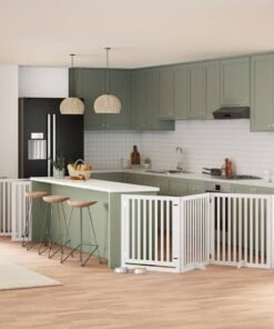 Barrière pour chien porte pliable 12 panneaux bois de peuplier