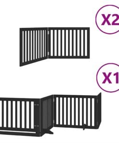 Alternative view of Barrière pour chien porte pliable 8 panneaux noir bois peuplier