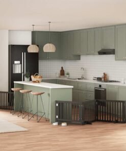 Barrière pour chien porte pliable 8 panneaux noir bois peuplier