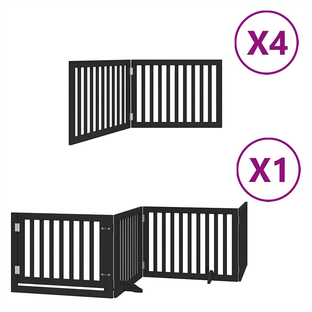 Barrière pour chien porte pliable 12panneaux noir bois peuplier – Image 2